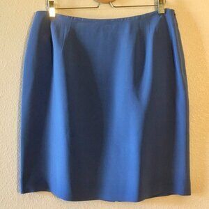 Vintage 90s 100% Silk Skirt Blue Knee Length Sz 14 Corporate Chic Jones New York